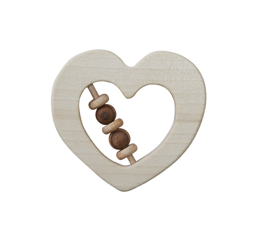 Wooden Rattle & Teether - Heart