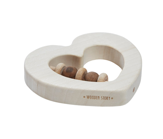Wooden Rattle & Teether - Heart