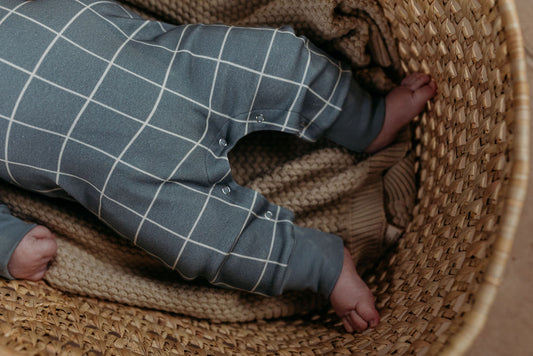 Grid Print Baby Romper