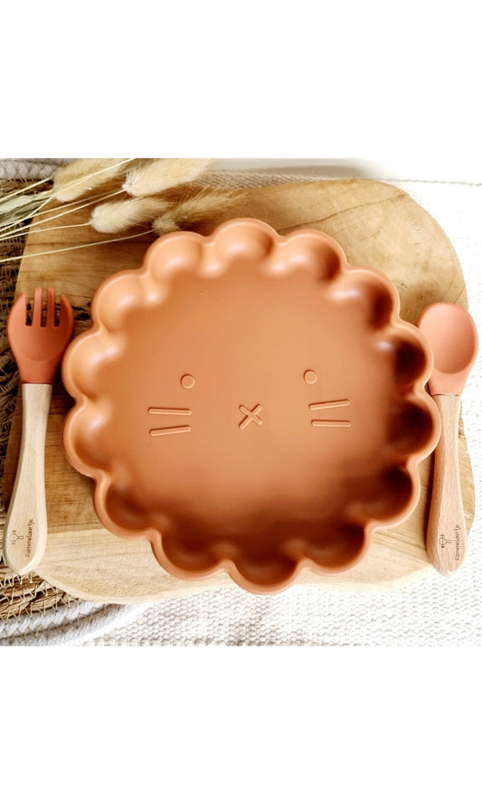 Silicone Plate & Cutlery Set - Rust