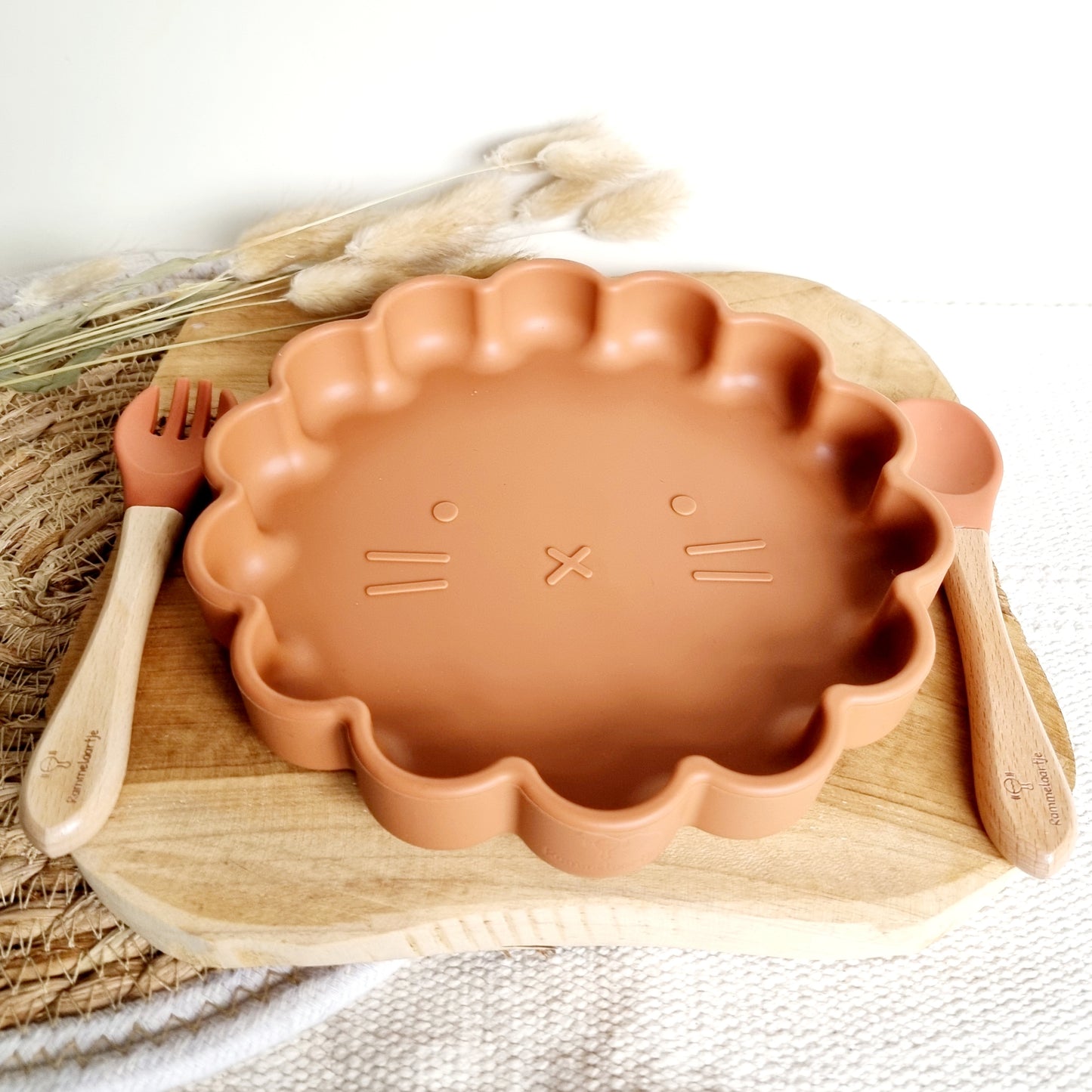 Silicone Plate & Cutlery Set - Rust